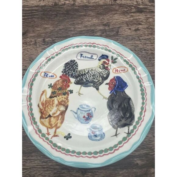 Anthropologie Nathalie Lete Twelve Days of Christmas 3 French Hens Plate - Picture 2 of 4